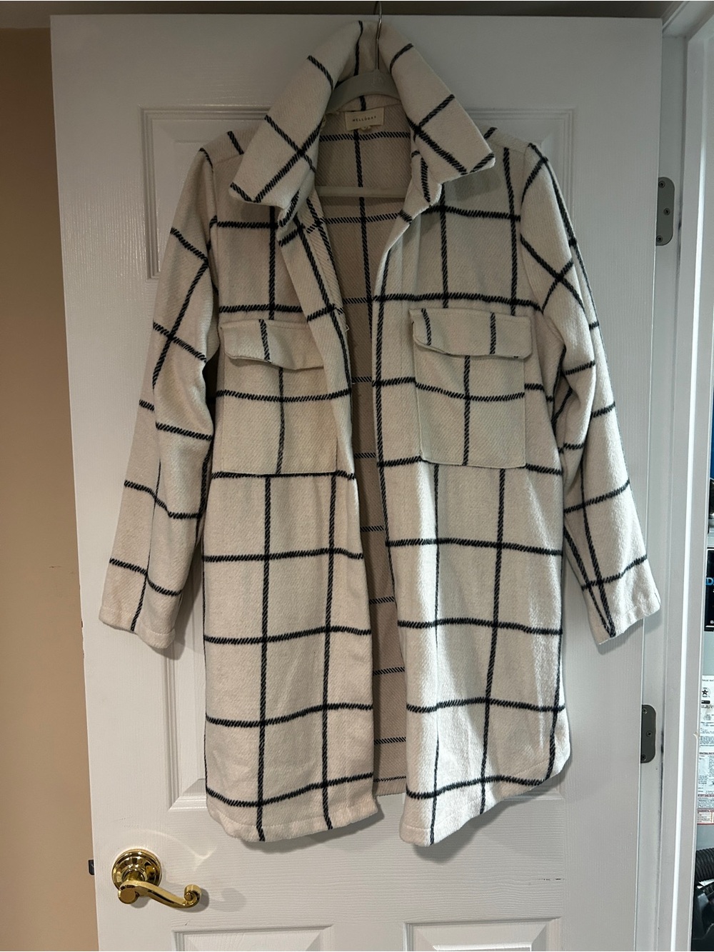 Ivory Plaid Shacket - Size Large